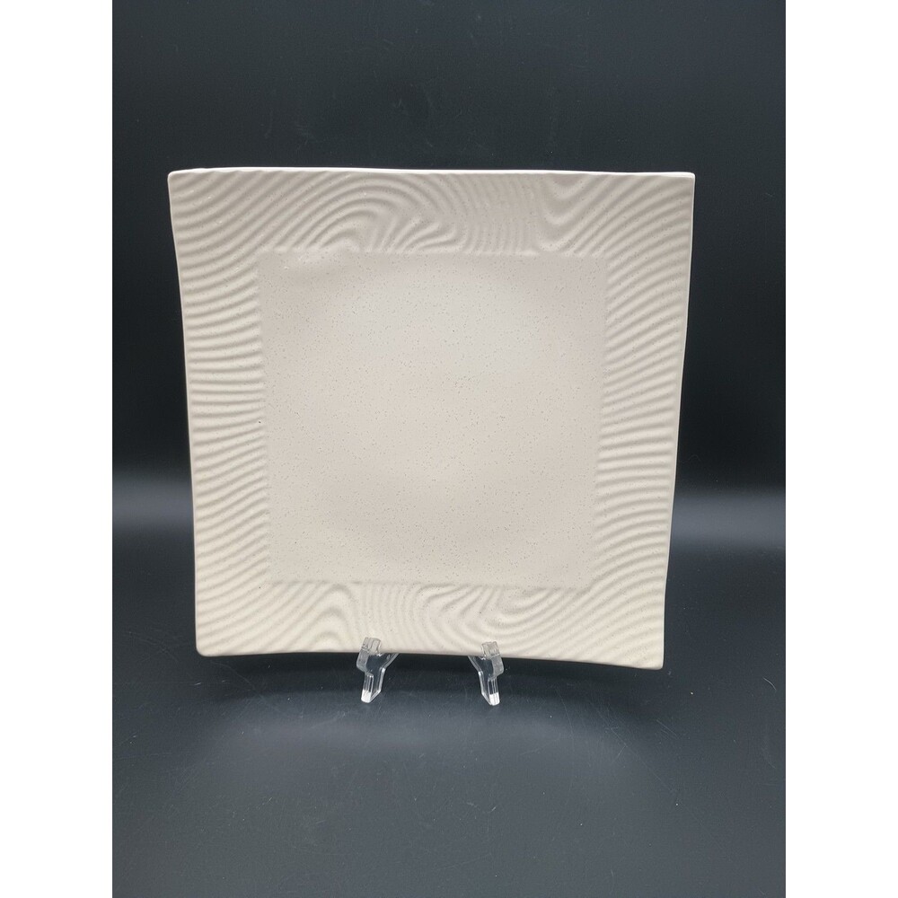 Baum Bros Style Eyes Sand Dune Collection Square Dinner Plate Tan